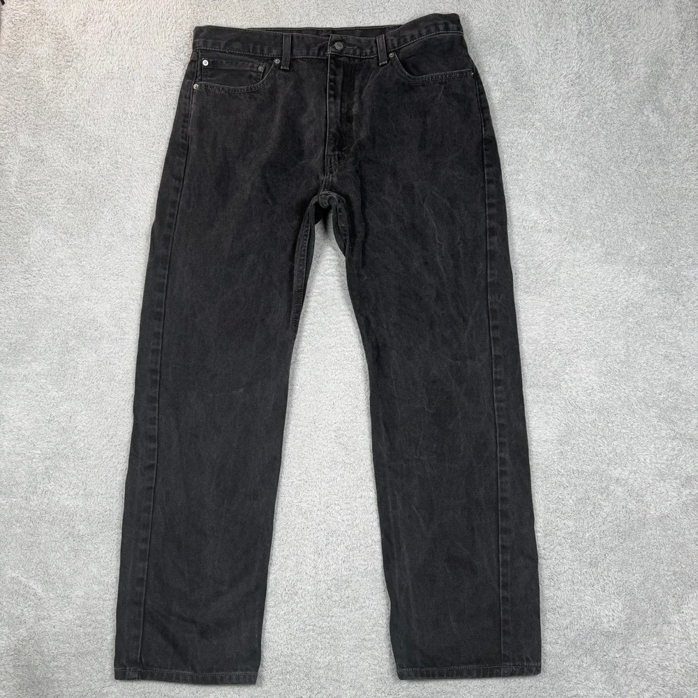 Levis 505‎ Mens Regular Fit Straight Leg Black Denim Jeans 38x32 PC9-00505-0260
